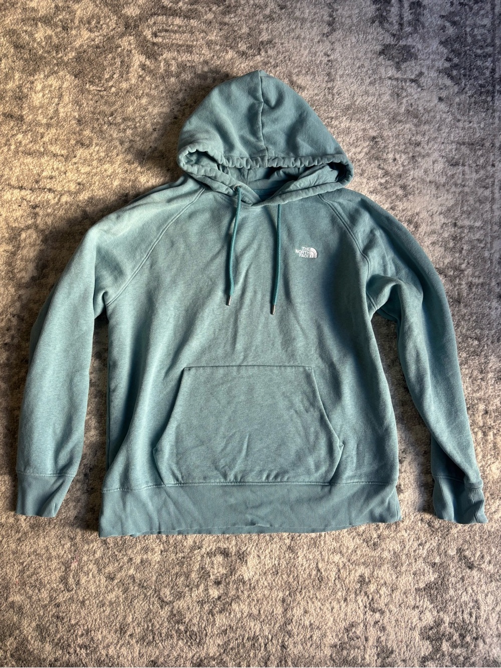 The North Face Teal Pullover Hoodie with White Logo